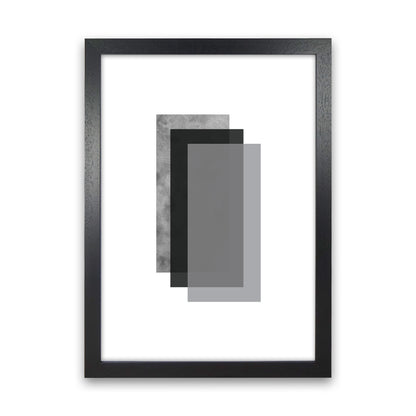 Geometric Grey And Black Rectangles  Art Print by Pixy Paper Black Grain