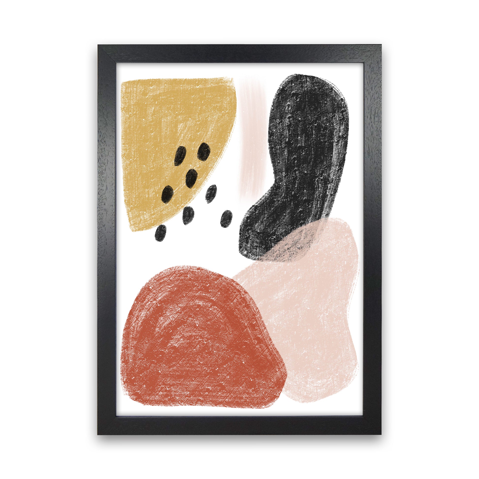 Dalia Chalk Black Polka Shapes  Art Print by Pixy Paper Black Grain