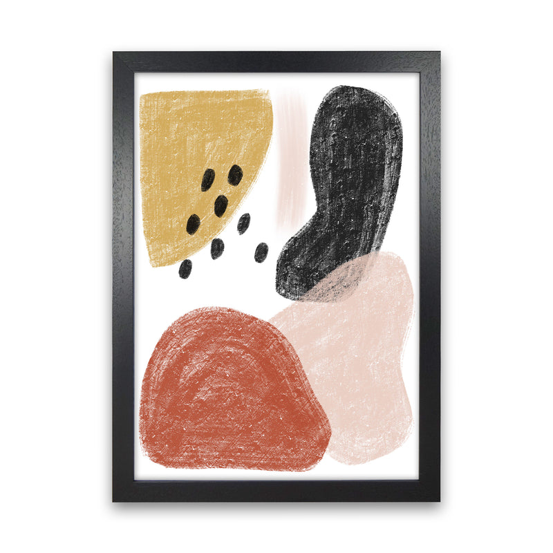 Dalia Chalk Black Polka Shapes  Art Print by Pixy Paper Black Grain