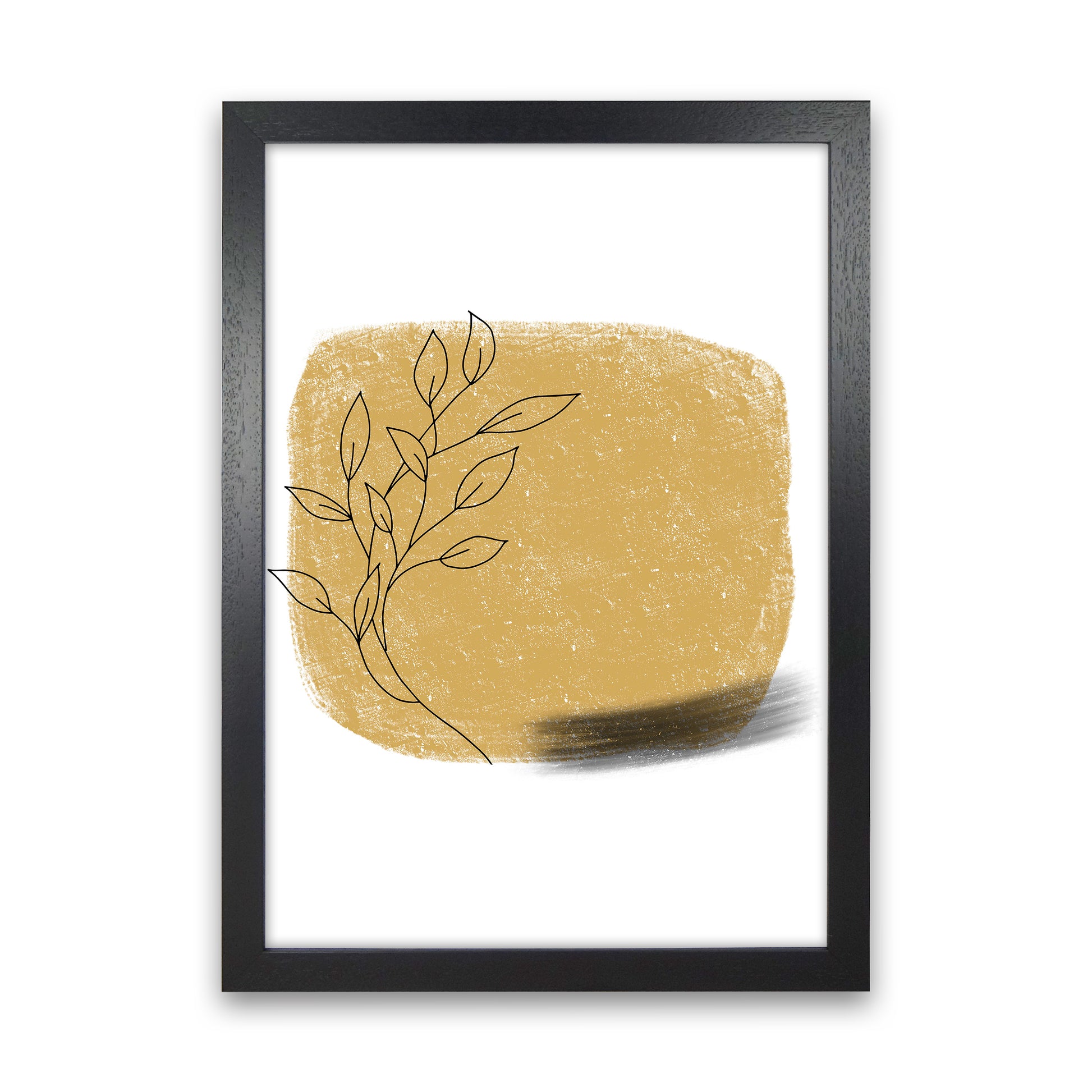 Dalia Chalk Gold Floral Square  Art Print by Pixy Paper Black Grain