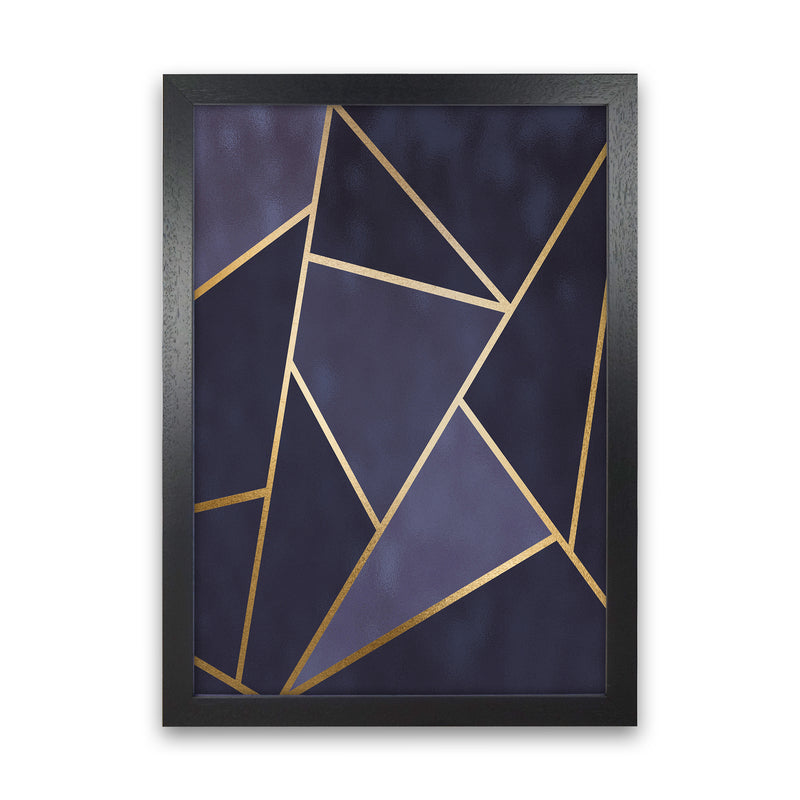 Lux Navy And Gold Geo Print  Art Print by Pixy Paper Black Grain