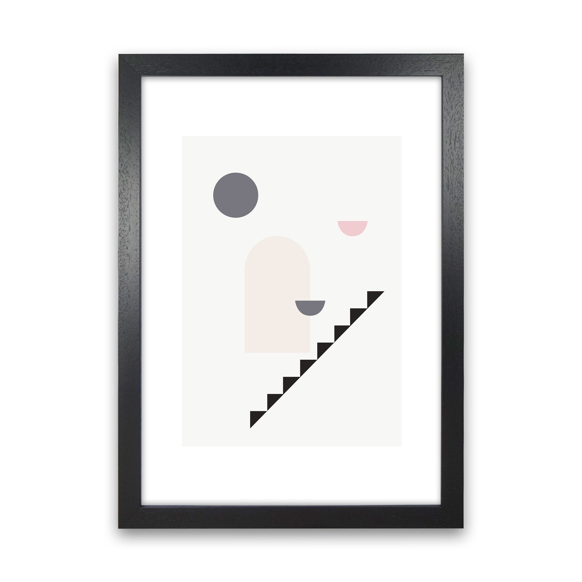 Mila Pink Stairs Right N16  Art Print by Pixy Paper Black Grain