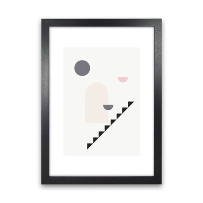 Mila Pink Stairs Right N16  Art Print by Pixy Paper Black Grain
