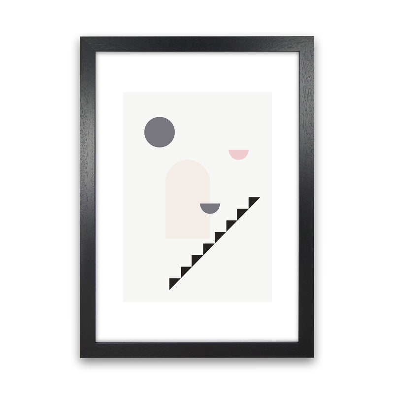 Mila Pink Stairs Right N16  Art Print by Pixy Paper Black Grain