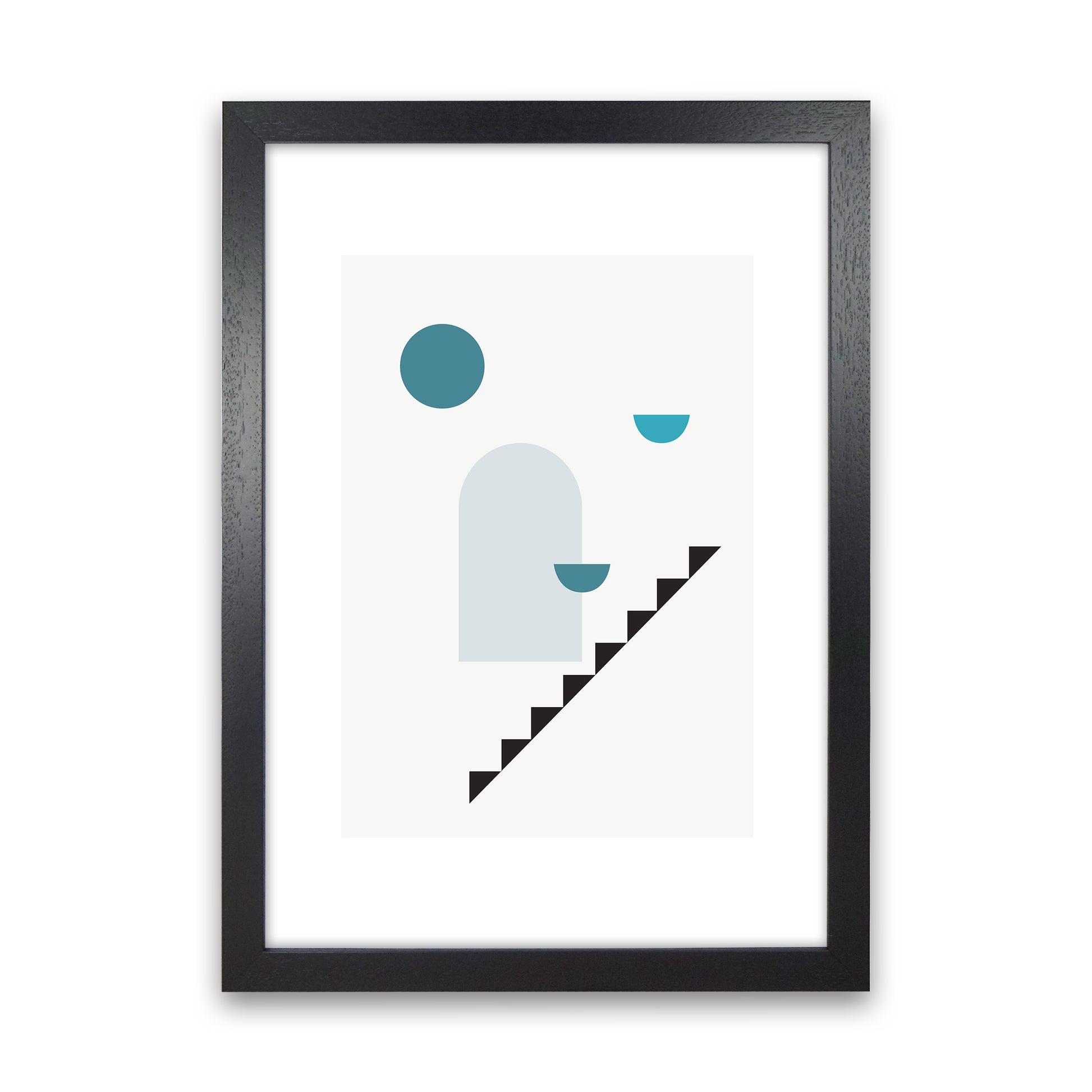 Mita Teal Stairs Right N15  Art Print by Pixy Paper Black Grain