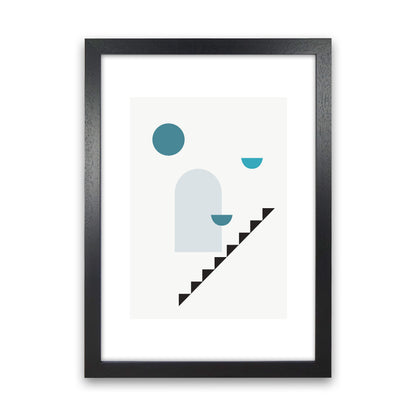 Mita Teal Stairs Right N15  Art Print by Pixy Paper Black Grain