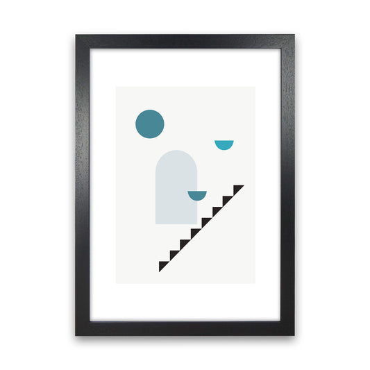 Mita Teal Stairs Right N15  Art Print by Pixy Paper Black Grain