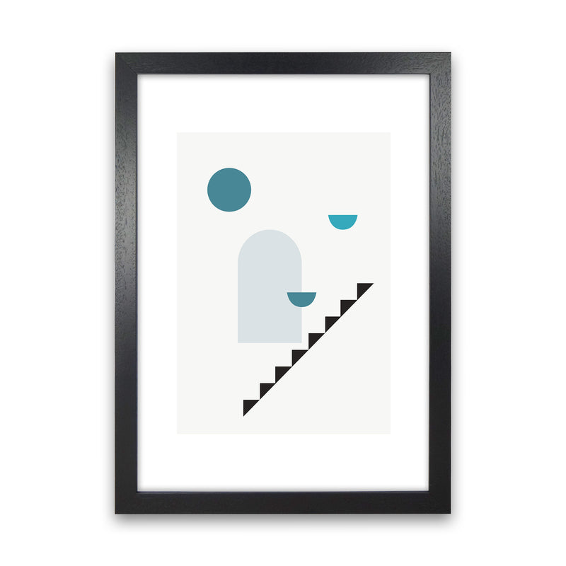 Mita Teal Stairs Right N15  Art Print by Pixy Paper Black Grain
