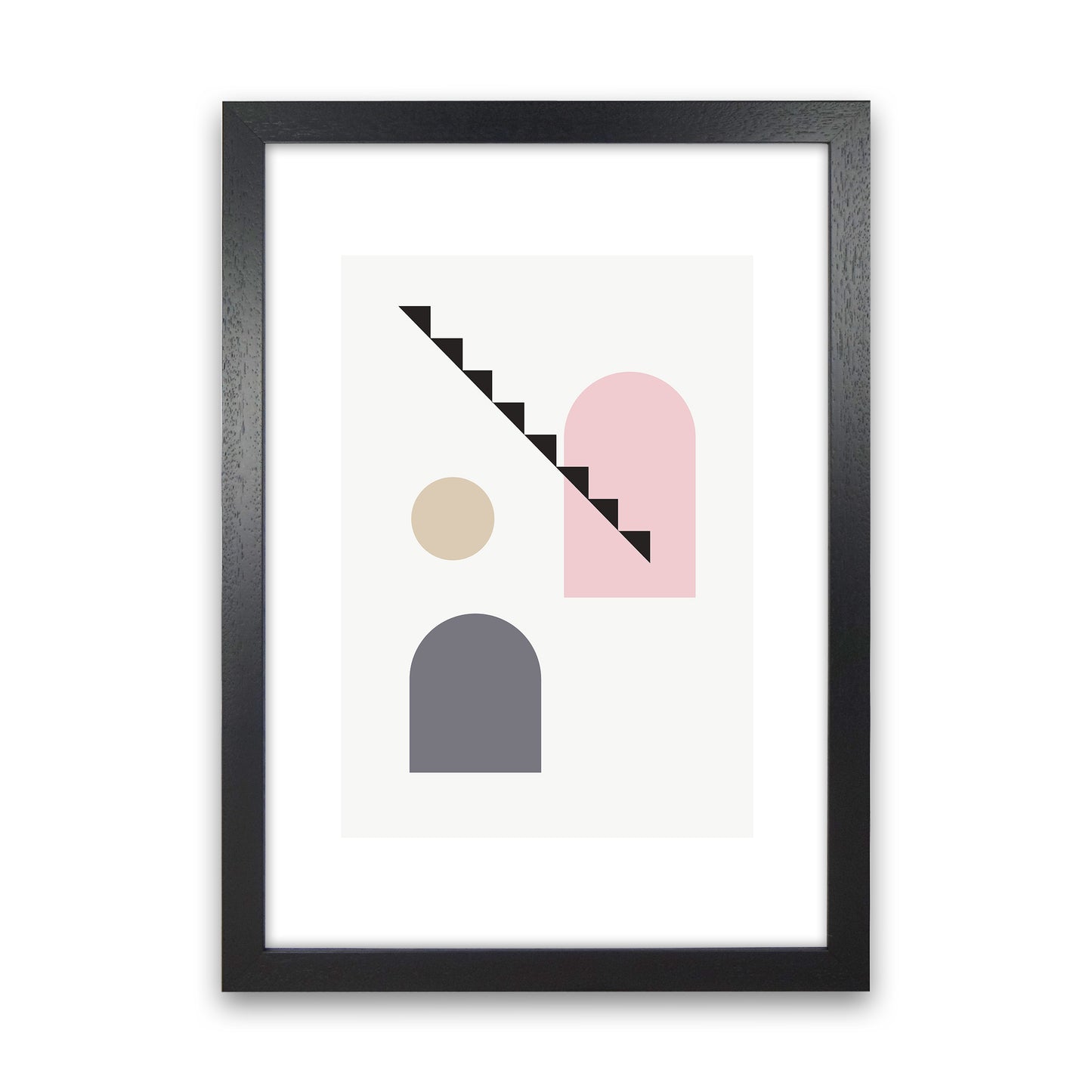 Mila Pink Stairs Left N4  Art Print by Pixy Paper Black Grain