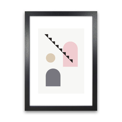 Mila Pink Stairs Left N4  Art Print by Pixy Paper Black Grain