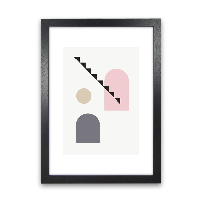 Mila Pink Stairs Left N4  Art Print by Pixy Paper Black Grain