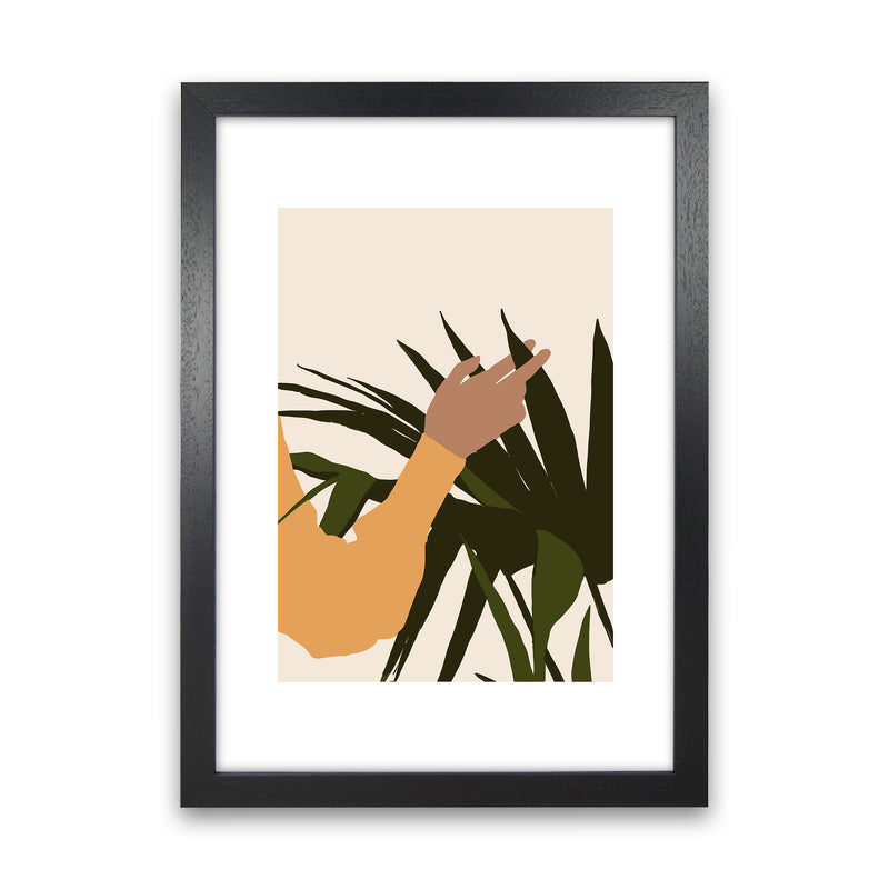 Mica Hand On Plant - N5  Art Print by Pixy Paper Black Grain