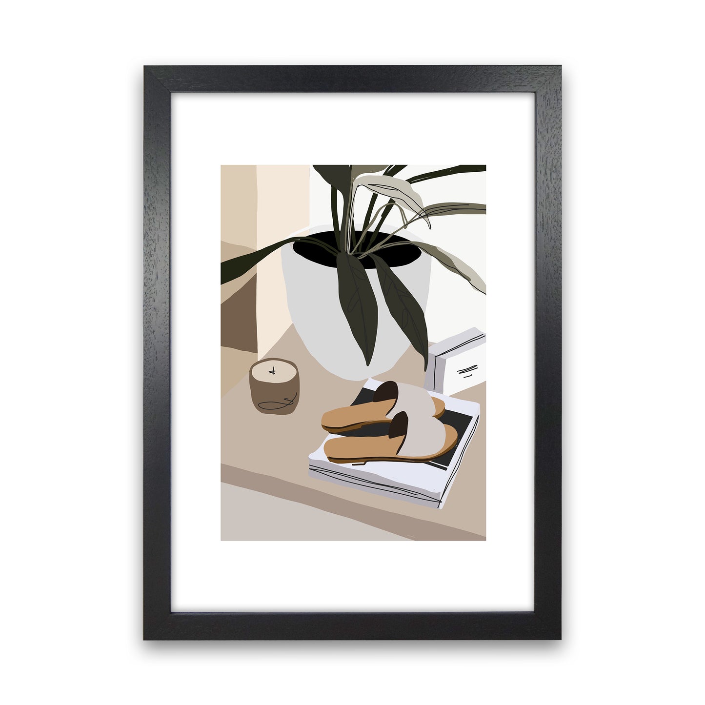 Mica Shoes And Plant N9  Art Print by Pixy Paper Black Grain