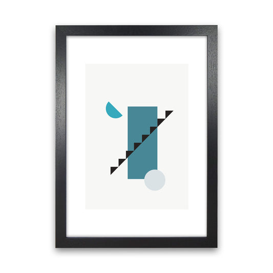 Mita Teal Abstract N11  Art Print by Pixy Paper Black Grain