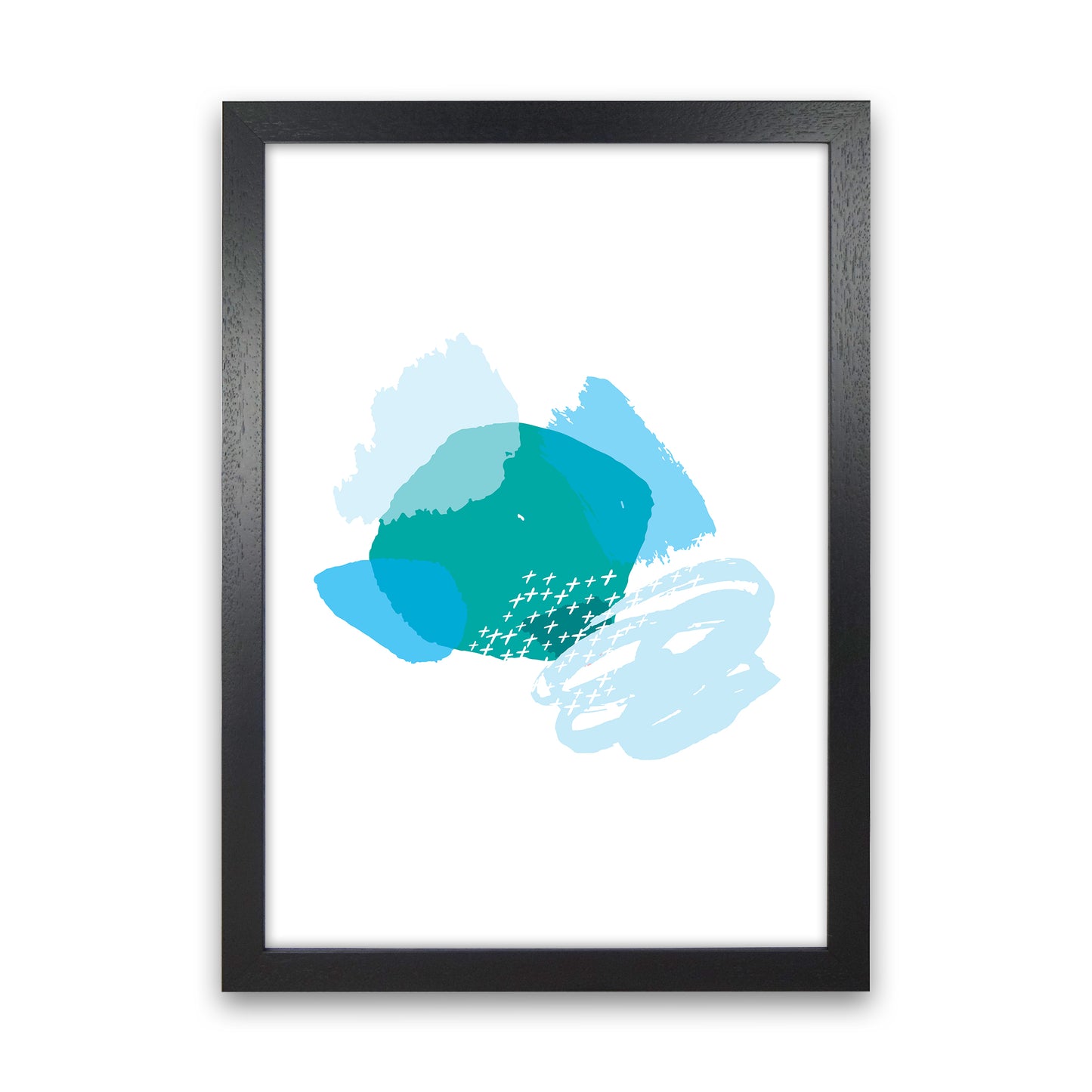 Mismatch Blue And Teal  Art Print by Pixy Paper Black Grain