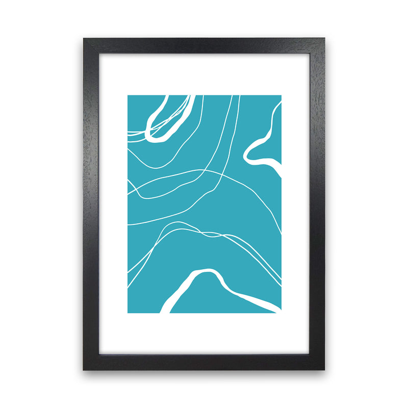 Mita Teal Swirls N13  Art Print by Pixy Paper Black Grain