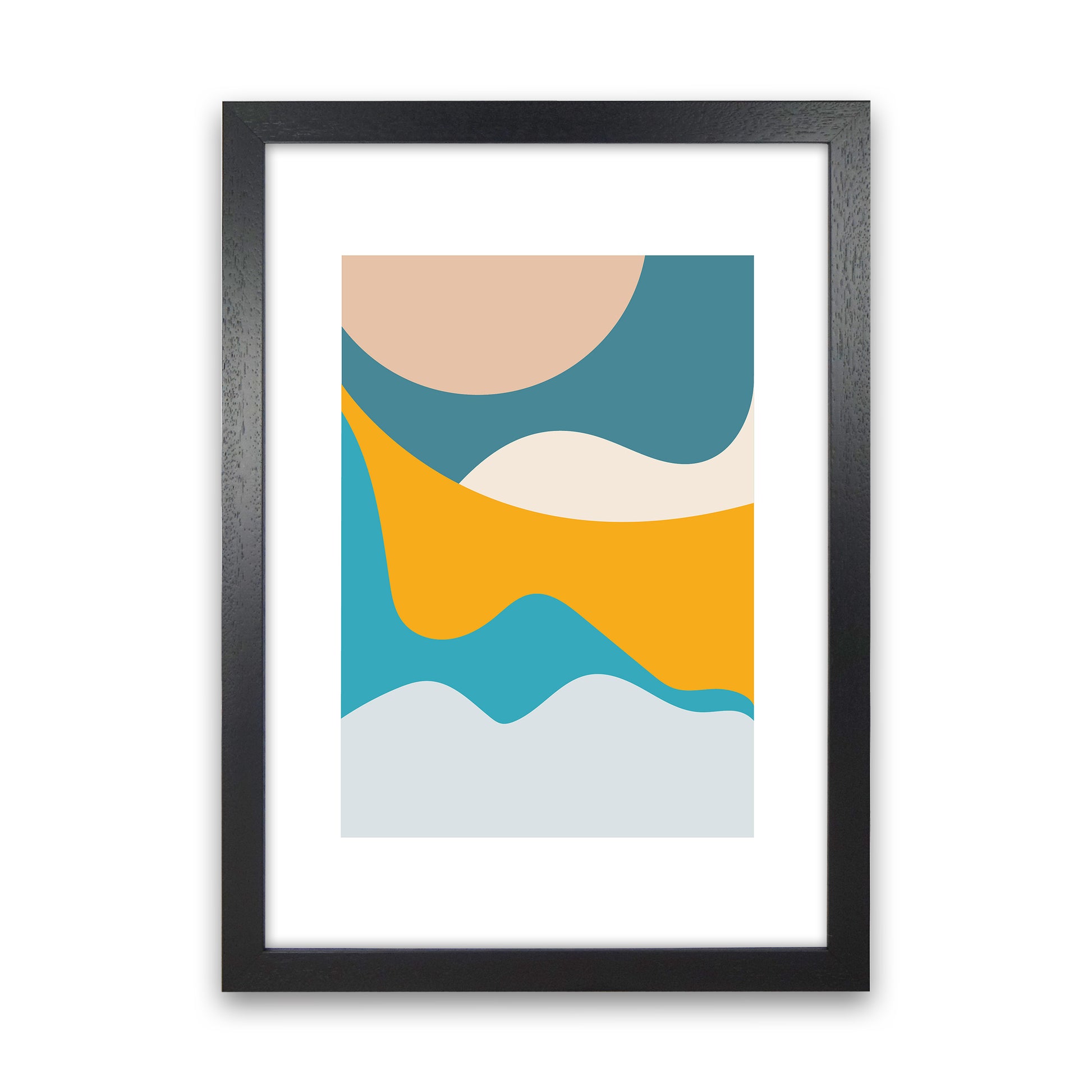 Mita Teal Dunes N14  Art Print by Pixy Paper Black Grain