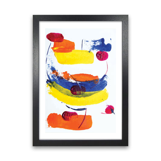 Bright Yellow Blue And Red Paint Strokes  Art Print by Pixy Paper Black Grain