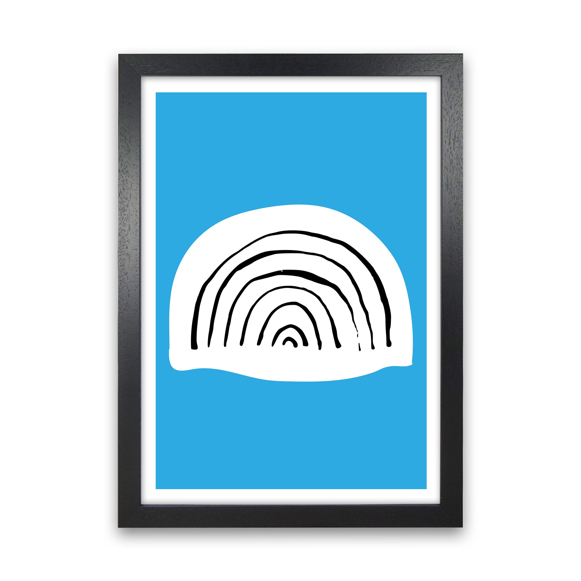 Blue Rainbow Neon Funk  Art Print by Pixy Paper Black Grain