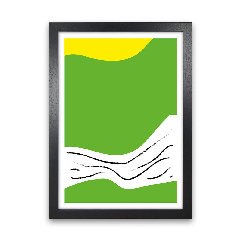 Green Lines Neon Funk  Art Print by Pixy Paper Black Grain