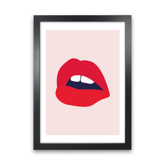 Red Lips Salmon Back  Art Print by Pixy Paper Black Grain