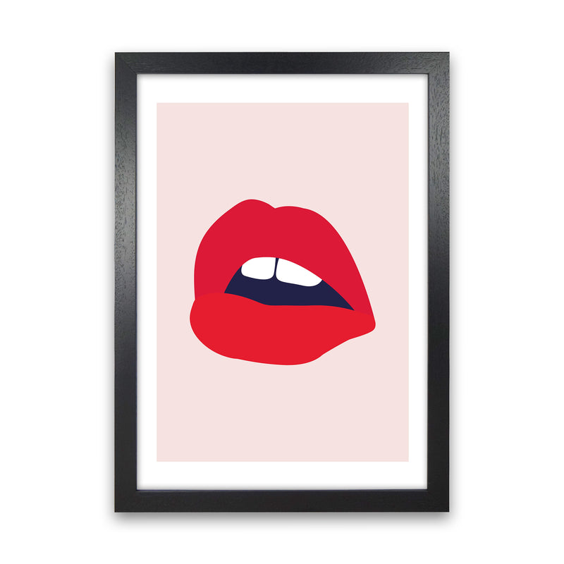 Red Lips Salmon Back  Art Print by Pixy Paper Black Grain