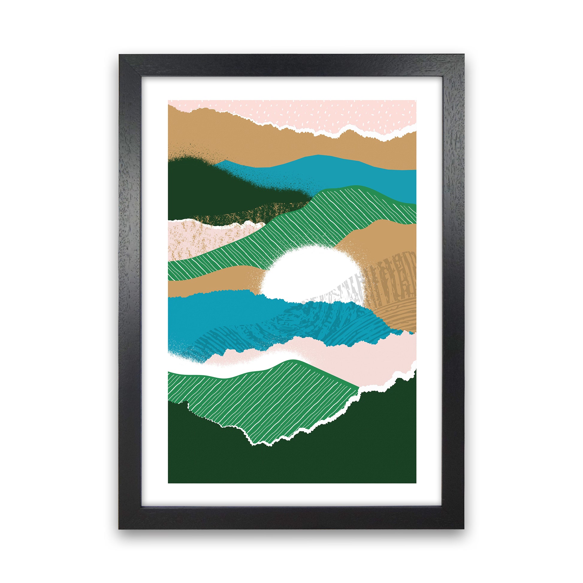 Sun Rising Jungle Abstract  Art Print by Pixy Paper Black Grain