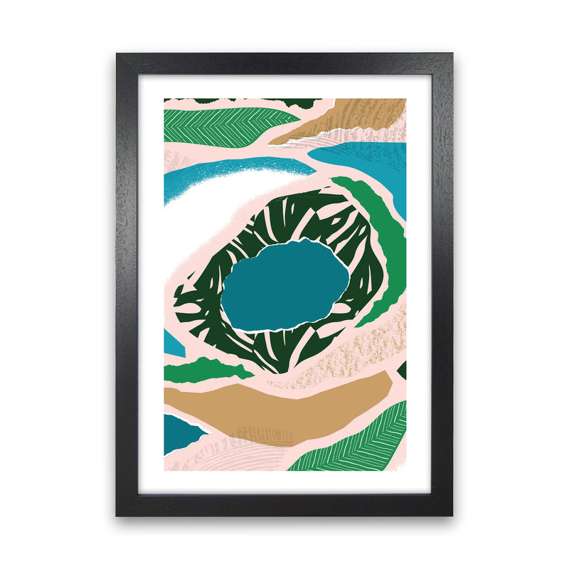 Blue Lake Jungle Abstract  Art Print by Pixy Paper Black Grain