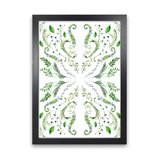 Mirrored Plants Exotic  Art Print by Pixy Paper Black Grain