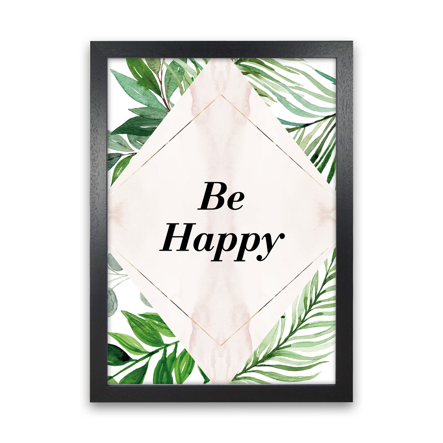 Be Happy Exotic  Art Print by Pixy Paper Black Grain