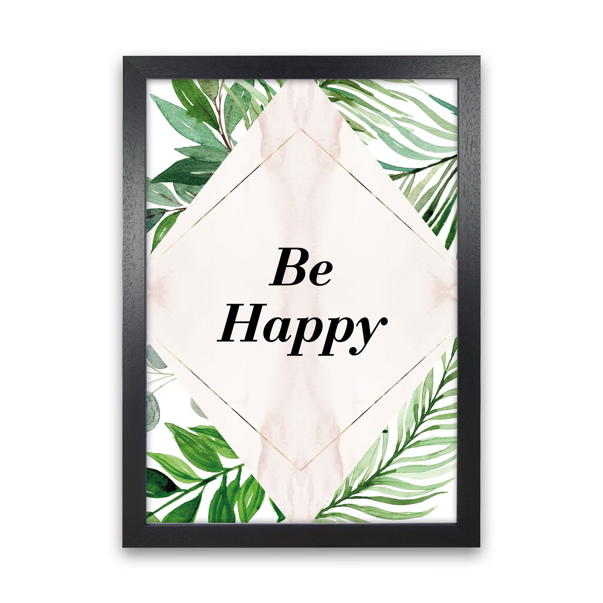 Be Happy Exotic  Art Print by Pixy Paper Black Grain