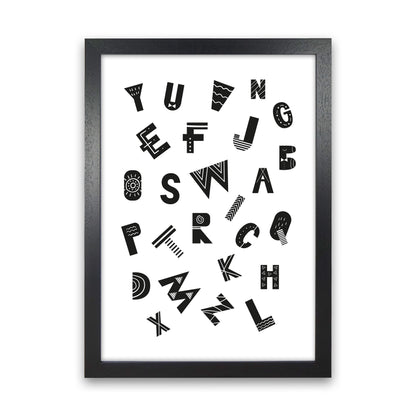 Jumbled Alphabet  Art Print by Pixy Paper Black Grain