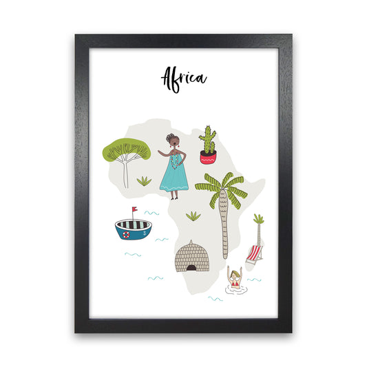 Africa Map  Art Print by Pixy Paper Black Grain