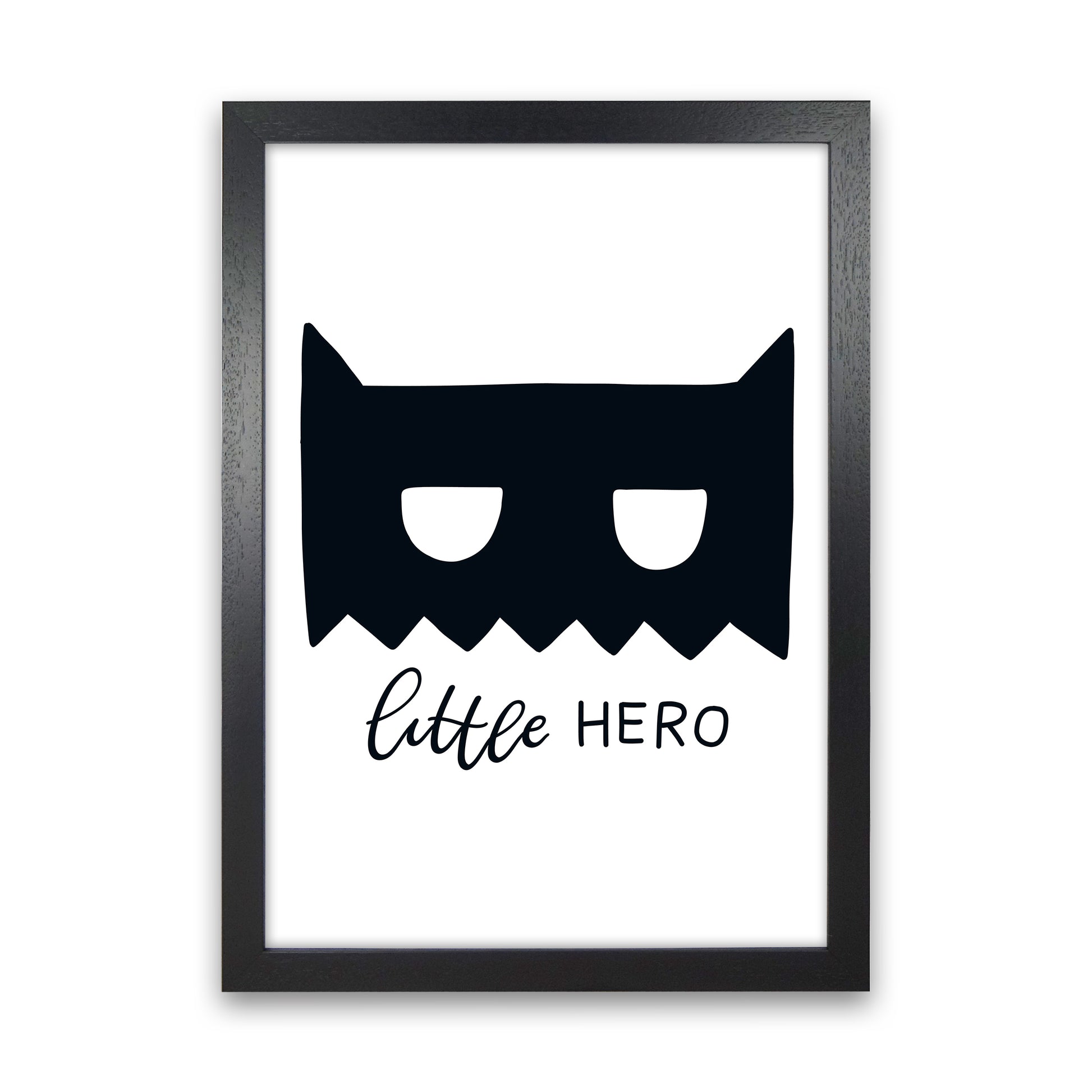 Little Hero Mask Super Scandi Black  Art Print by Pixy Paper Black Grain