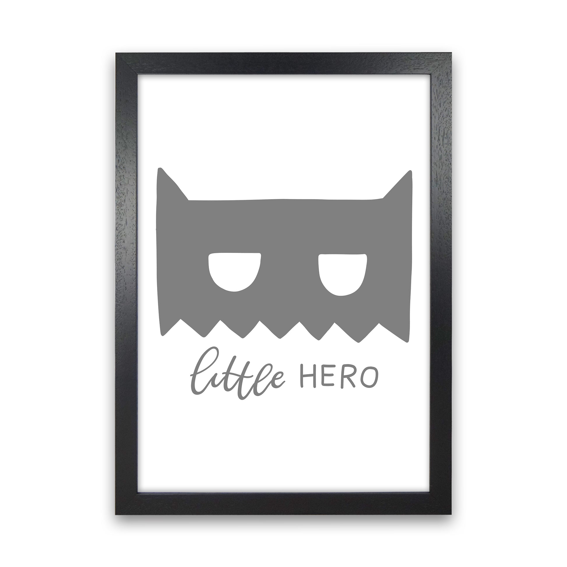Little Hero Mask Super Scandi Grey  Art Print by Pixy Paper Black Grain