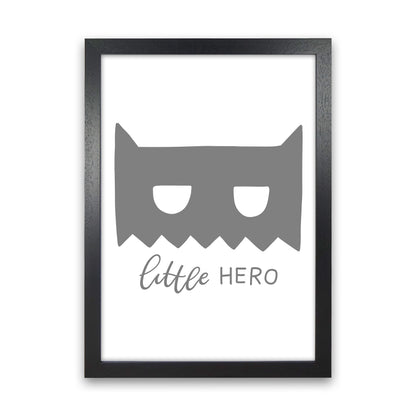 Little Hero Mask Super Scandi Grey  Art Print by Pixy Paper Black Grain