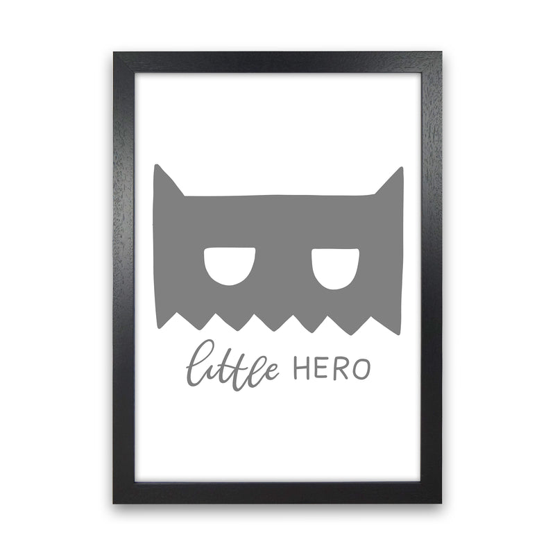 Little Hero Mask Super Scandi Grey  Art Print by Pixy Paper Black Grain