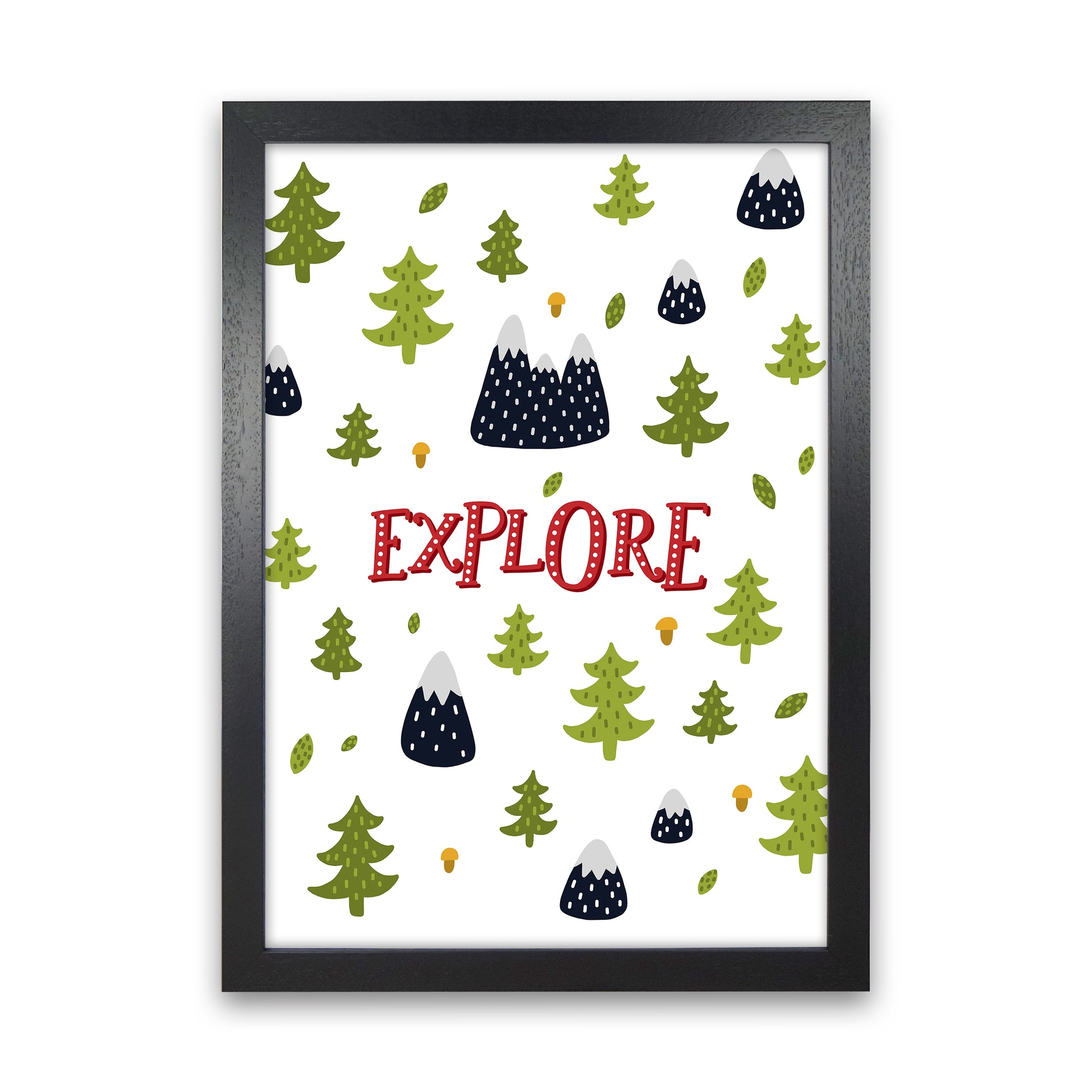 Little Explorer Trees Red  Art Print by Pixy Paper Black Grain