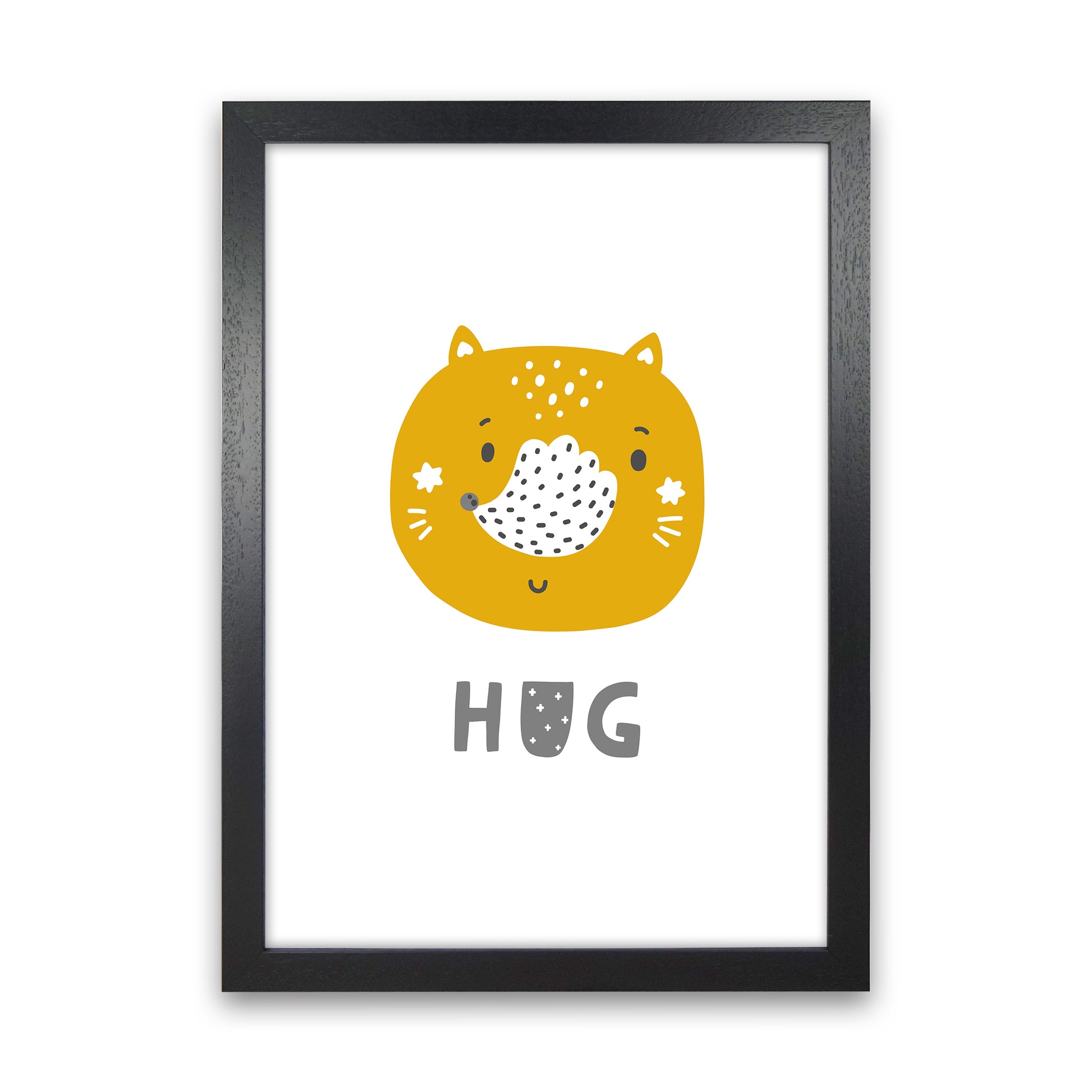 Fox Hug Super Scandi Grey  Art Print by Pixy Paper Black Grain