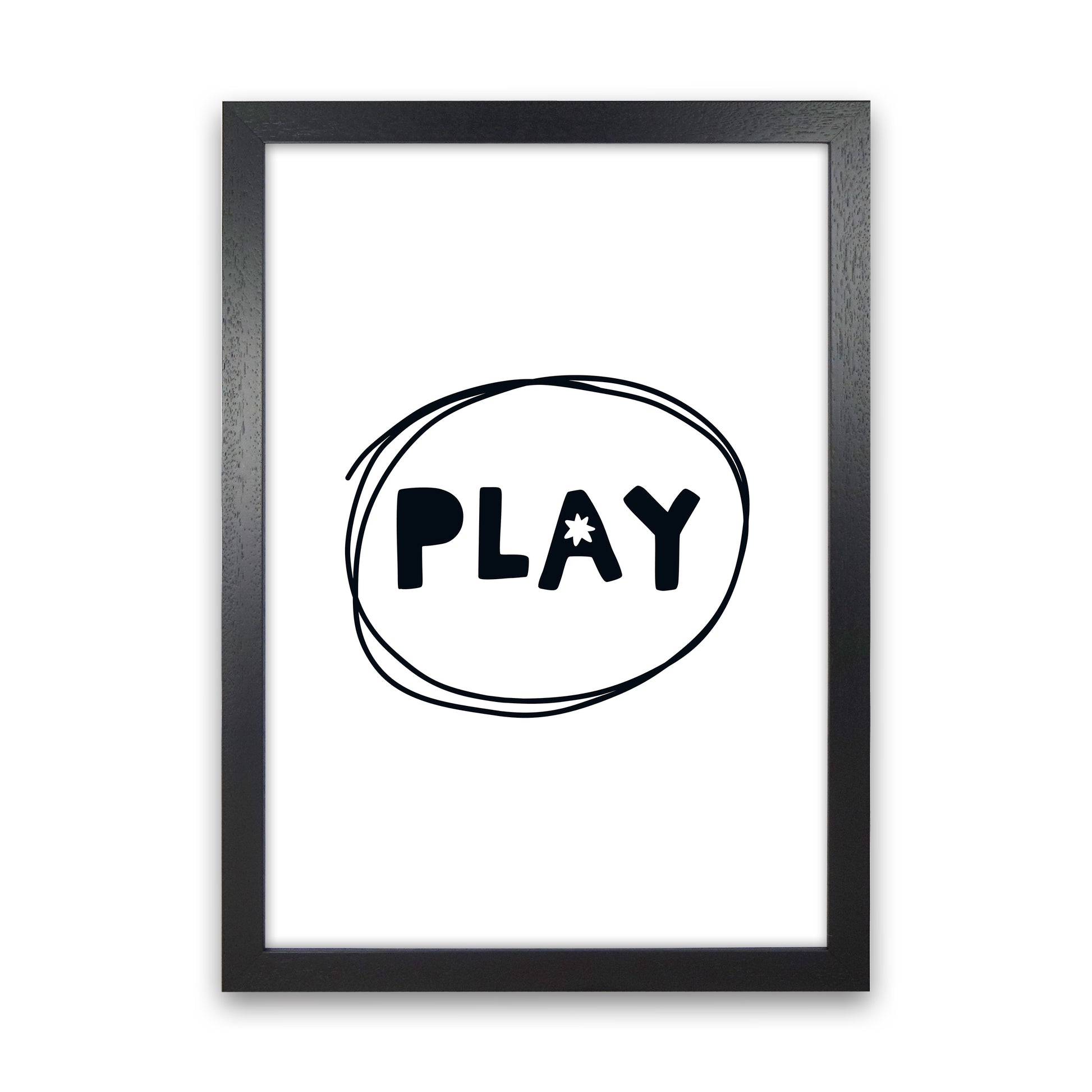 Play Super Scandi Black  Art Print by Pixy Paper Black Grain