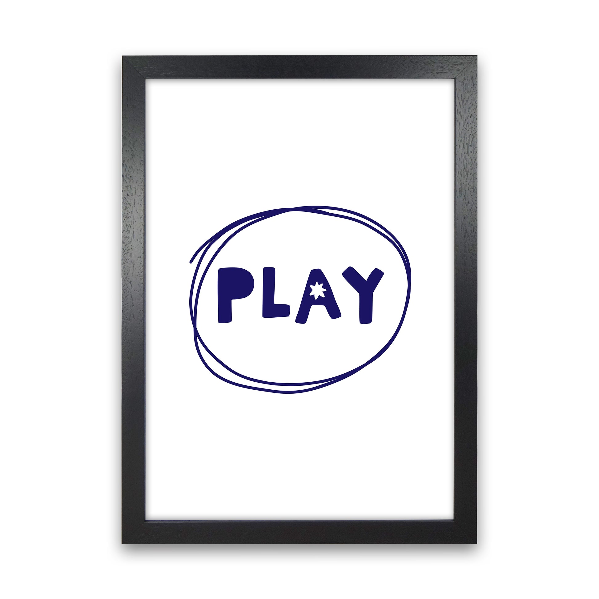 Play Navy Super Scandi  Art Print by Pixy Paper Black Grain