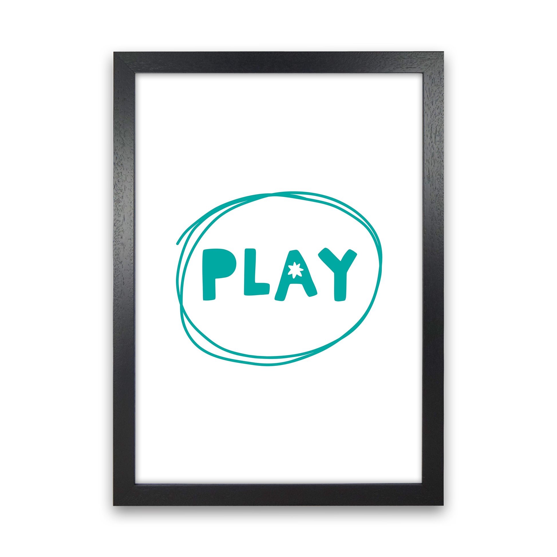 Play Teal Super Scandi  Art Print by Pixy Paper Black Grain