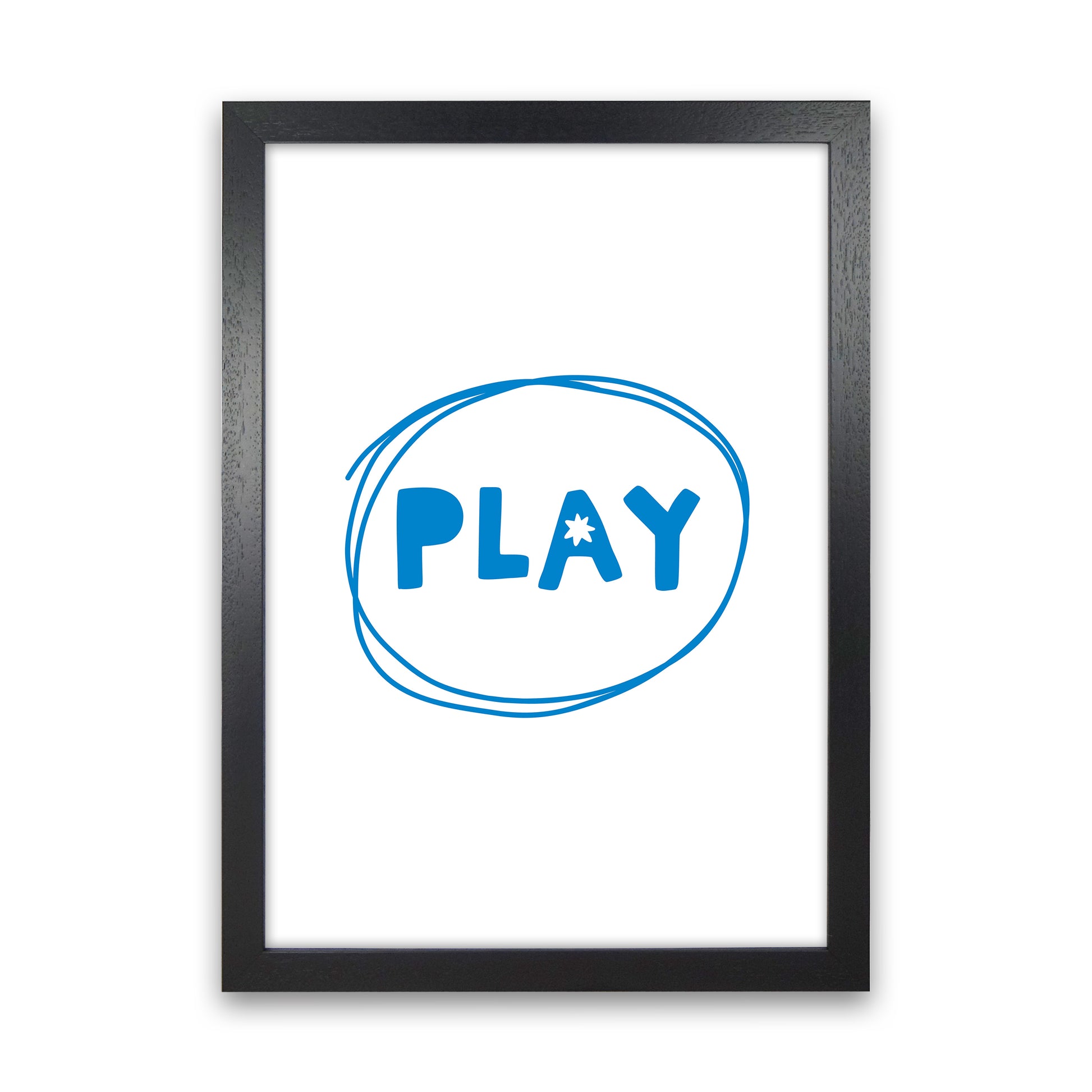 Play Blue Super Scandi  Art Print by Pixy Paper Black Grain