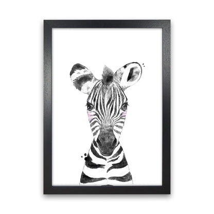 Safari Babies Zebra  Art Print by Pixy Paper Black Grain