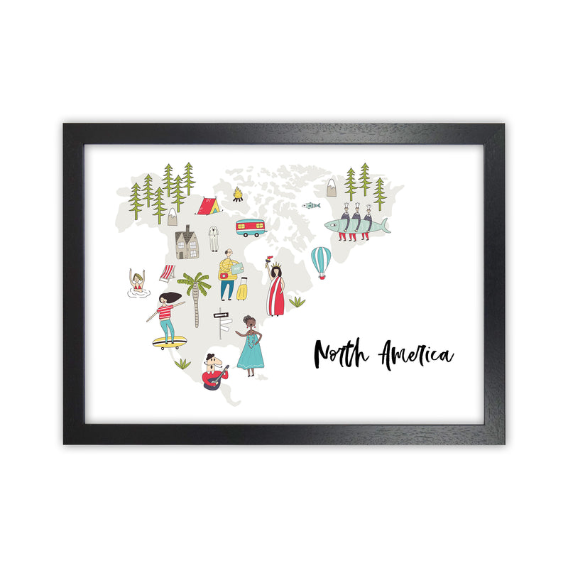 North America Map  Art Print by Pixy Paper Black Grain