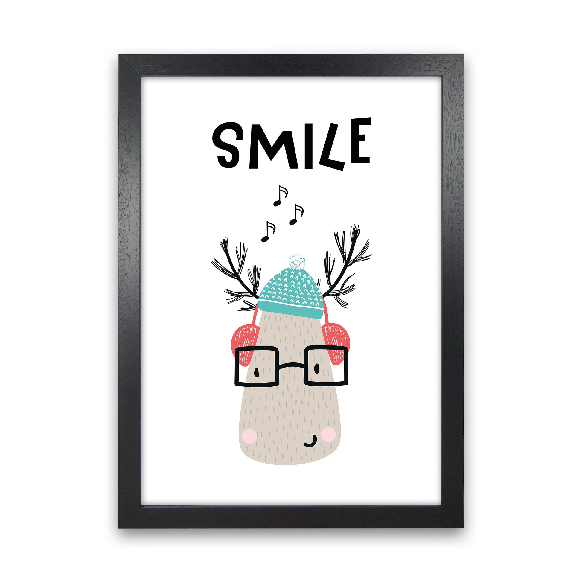 Smile Animal Pop  Art Print by Pixy Paper Black Grain