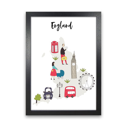England Map  Art Print by Pixy Paper Black Grain