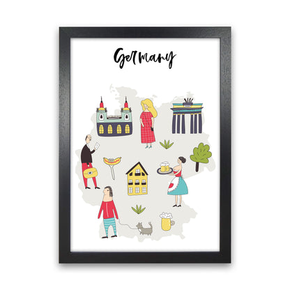Germany Map  Art Print by Pixy Paper Black Grain