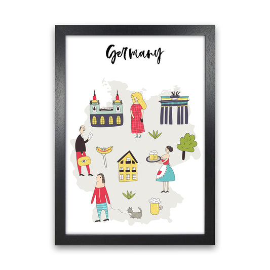 Germany Map  Art Print by Pixy Paper Black Grain