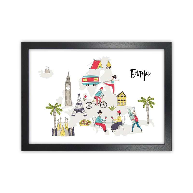 Europe Map  Art Print by Pixy Paper Black Grain